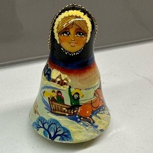 Handmade Russian Wooden Doll Christmas Ornament